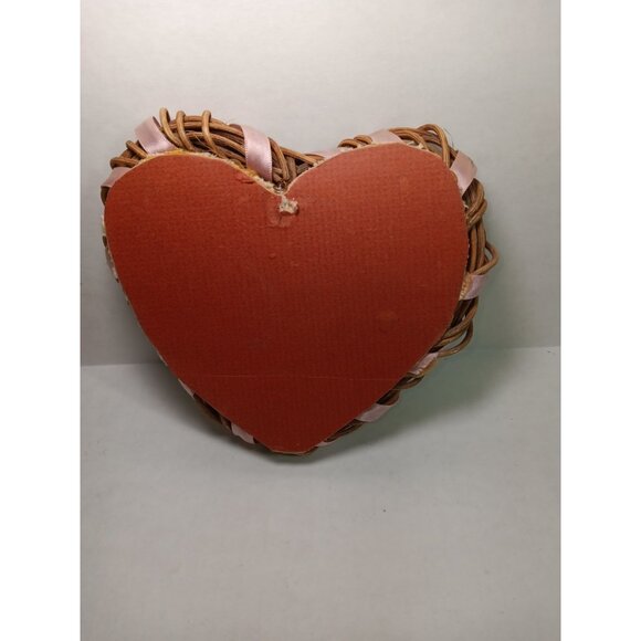 Vtg Hand Made Wicker Heart Embroidered Welcome Wall Hanging Country Cottagecore - Picture 3 of 5
